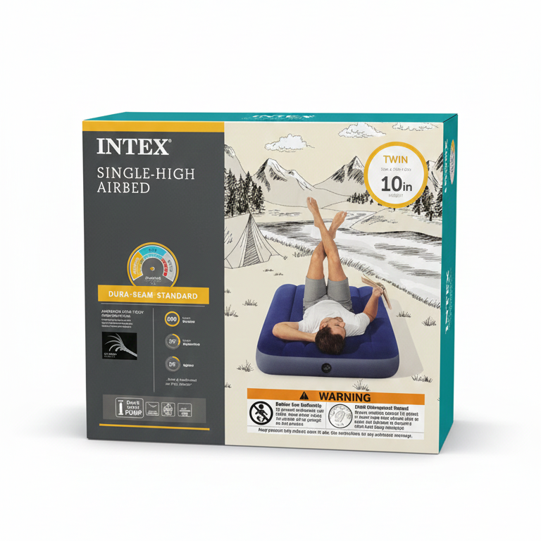 intex single high airbed twin – dura beam standard, 39" x 75" x 10" intex single high airbed twin – dura beam standard, 39" x 75" x 10"